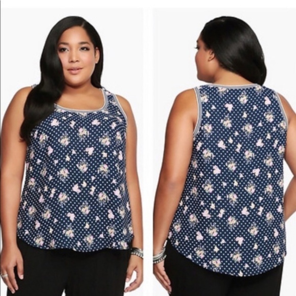 Torrid Floral Athletic Tank Polka Dot Floral 2X